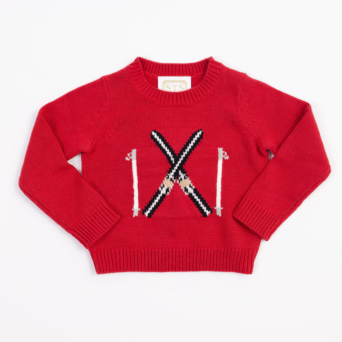 Red Kids Crossed Skis Sweater