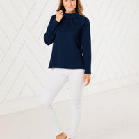 Rope Knit Button Back Long Sleeve Top