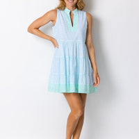 Mediterranean Print Sleeveless Fit & Flare Tunic Dress