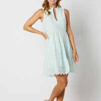 Eyelet Sleeve Fit and Flare Tunic Dress