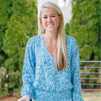 Blue Multi Smocked Waist V-Neck Top
