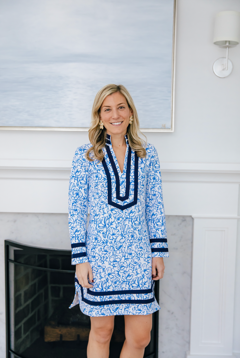 Floral Vine Print Long Sleeve Classic Tunic